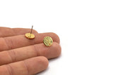 Gold Round Earring, 6 Textured Gold Plated Brass Round Stud Earrings With 1 Hole, Stamping Tags (10x1mm) D1377 A1835