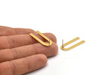 U Shape Earring, 4 Gold Plated Brass U Shaped Stud Earrings (30x13x0.80mm) M163 A1586