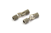 Leather Hook Caps, 6 Antique Silver Plated Brass Leather Cord Ends, Hook Ends for 4mm Leather Cord (18x14x6.5mm) N0309