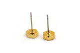 Gold Hexagon Earring, 4 Gold Plated Brass Hexagon Stud Earrings (6x2mm) D0125 A1316