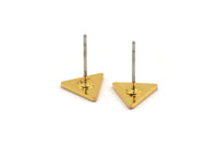 Gold Triangle Earring, 8 Gold Plated Brass Triangle Stud Earrings (8x1mm) M01237 A2013