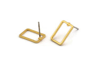 Gold Rectangle Earring, 8 Gold Plated Brass Rectangle Stud Earrings (9x13x0.8mm) D0327 A1210 H0479