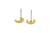 Altın Ay Küpe, 12 Altın Kaplama Pirinç Hilal Ay Küpe (7x6x0,60 mm) M1058 A2028