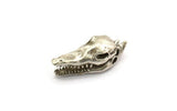 Silver Crocodile Skull, 1 Antique Silver Plated Brass Crocodile Skull With 1 Loop, Findings, Charms (27x9mm) BS 1878