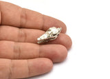 Silver Crocodile Skull, 1 Antique Silver Plated Brass Crocodile Skull With 1 Loop, Findings, Charms (27x9mm) BS 1878