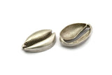 Silver Shell Finding, Antique Silver Plated Brass Cowrie Shell Finding, Pendant, Charm, Earring, Bead 38-41MM E596