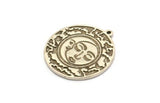 Silver Round Charm, Antique Silver Plated Brass Round Charm With 1 Loop, Cloud Findings, Crescent Moon Findings (30x27.5x1.5mm) N2193
