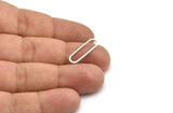 Oval Silver Charm, 24 Antique Silver Plated Brass Oval Connectors (20x6x0.8mm) BS 1857