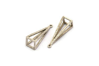 Silver Triangle Prism, 2 Antique Silver Plated Brass Triangle Prism Pendants With 1 Loop (32x10mm) BS 1984
