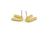 Earring Studs, 4 Gold Plated Brass -  U Shape Earrings - Gold Earrings - Earrings (12x8x1.5mm) N1410