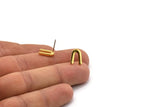 Earring Studs, 4 Gold Plated Brass -  U Shape Earrings - Gold Earrings - Earrings (12x8x1.5mm) N1410