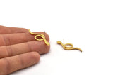 Gold Snake Earring, 2 Gold Plated Brass Snake Stud Earrings (38x13x2mm) N1593 H1679