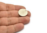 Silver Round Charm, 6 Textured Antique Silver Plated Brass Round Charms With 1 Hole, Blanks (20x0.70mm) M01360