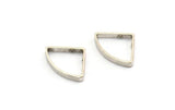 Silver Triangle Charm, 8 Antique Silver Plated Brass Triangles with 2 Holes (20x15x2.4x0.7mm) BS 2328