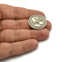 Silver Round Charm, Antique Silver Plated Brass Round Charm With 1 Loop, Cloud Findings, Moon And Star Findings (28x25.5x1.5mm) N2185
