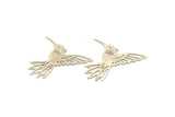Silver Earring Charm , 4 Antique Silver Plated Brass Bird Earring Charms With 1 Loop Pendants, Findings (43x38mm) E431