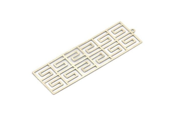 Silver Earring Charm , 4 Antique Silver Plated Brass Textured Rectangle Earring Charms With 1 Loop Pendants, Findings (60x20mm) E440