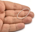 Silver Brass Oval Connectors, 12 Antique Silver Plated Brass Oval Shaped Rings (40x20x0.80mm) BS 2334