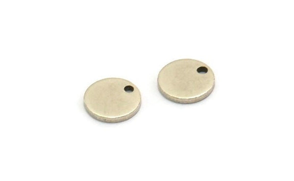 Silver Cabochon Tag, 50 Antique Silver Plated Brass Cabochon Tags With 1 Hole, Stamping Tags (8x1mm) E078