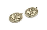 Silver Oval Charm, Antique Silver Plated Brass Oval Charm With 1 Loop, Cloud Findings, Moon And Star Findings (29.5x23x1.5mm) N2167