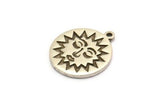 Silver Round Charm, 2 Antique Silver Plated Brass Round Charms With 1 Loop, Sun Findings, Sun Face Charms (19x17x1.4mm) N2320