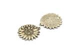 Silver Flower Charm, Antique Silver Plated Brass Flower And Butterfly Charm With 1 Loop, Findings (29.5x27x1.5mm) N2237