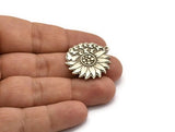Silver Flower Charm, Antique Silver Plated Brass Flower And Butterfly Charm With 1 Loop, Findings (29.5x27x1.5mm) N2237