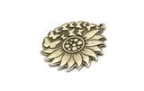 Silver Flower Charm, Antique Silver Plated Brass Flower And Butterfly Charm With 1 Loop, Findings (29.5x27x1.5mm) N2237