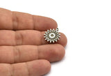 Silver Sun Charm, 4 Antique Silver Plated Brass Sun Charms With 1 Loop, Findings (18x16x1.4mm) N2386
