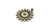 Silver Sun Charm, 4 Antique Silver Plated Brass Sun Charms With 1 Loop, Findings (18x16x1.4mm) N2386