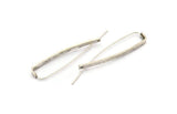 Silver Stud Earring Wires, 4 Antique Silver Plated Brass Needle Bar Earring Wires With 1 Hole (57x47x3x1mm) E378