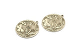 Silver Round Charm, Antique Silver Plated Brass Butterfly Charm With 1 Loop, Leaf Charms, Findings (30x27x1.5mm) N2243