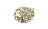 Silver Round Charm, Antique Silver Plated Brass Butterfly Charm With 1 Loop, Leaf Charms, Findings (30x27x1.5mm) N2243