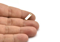 Gold Rectangle Earring, 6 Gold Plated Brass Rectangle Stud Earrings With 1 Hole (14x4x0.80mm) M02583 A0118