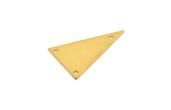 Gold Triangle Charm, 8 Gold Plated Brass Triangle Charms With 3 Holes (25x16mm) D0305