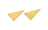 Gold Triangle Charm, 8 Gold Plated Brass Triangle Charms With 3 Holes (25x16mm) D0305