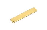 Gold Rectangle Bar, 2 Gold Plated Brass Rectangle Stamping Blanks With 2 Holes , Necklace Pendants (50x10x0.80mm) D0294