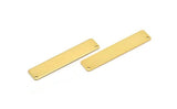 Gold Rectangle Bar, 2 Gold Plated Brass Rectangle Stamping Blanks With 2 Holes , Necklace Pendants (50x10x0.80mm) D0294