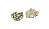 Silver Round Charm, Antique Silver Plated Brass Charm With 1 Loop, Mountain Findings, Tree Findings (28x24x1.5mm) N2234
