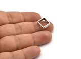 Silver Square Charm, 4 Antique Silver Plated Brass Square Ring Charms With 2 Holes (12x5x1mm) E647