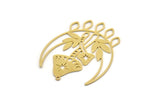 Brass Moon Charm, 2 Raw Brass Mushroom And Crescent Moon Shaped Charms With 1 Loop, Findings (44x34x0.60mm) SMP0425 A5464
