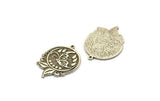 Silver Round Charm, Antique Silver Plated Brass Butterfly Charm With 1 Loop, Leaf Charms, Findings(32x23x1.5mm) N2254