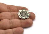 Silver Star Charm, Antique Silver Plated Brass Star Charm With 1 Loop, Moon Phases Findings (28.5x25.5x1.5mm) N2218
