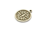 Silver Round Charm, 4 Antique Silver Plated Brass Round Charms With 1 Loop, Motif Findings, Ethnic Motif Findings (18.5x16x1.4mm) N2304