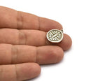 Silver Round Charm, 4 Antique Silver Plated Brass Round Charms With 1 Loop, Motif Findings, Ethnic Motif Findings (18.5x16x1.4mm) N2304