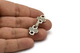 Silver Chain Earring, 2 Antique Silver Plated Brass Honeycomb Shaped Soldered Chain Stud Earrings N1824