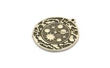 Silver Round Charm, Antique Silver Plated Brass Round Charm With 1 Loop, Galaxy Findings, Universe Findings (30x27.5x1.5mm) N2199