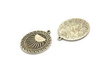 Silver Oval Charm, Antique Silver Plated Brass Oval Charm With 1 Loop, Sun Findings, Sun Rising Findings (29.5x23x1.5mm) N2227