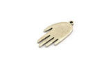 Silver Hand Charm, 4 Antique Silver Plated Brass Hand Charms With 1 Loop (23x11x1.2mm) N1876