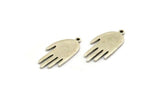 Silver Hand Charm, 4 Antique Silver Plated Brass Hand Charms With 1 Loop (23x11x1.2mm) N1876